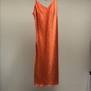 Floral Coral Spaghetti Strap Dress